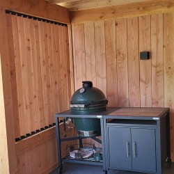 Wandafwerking veranda met lamellen